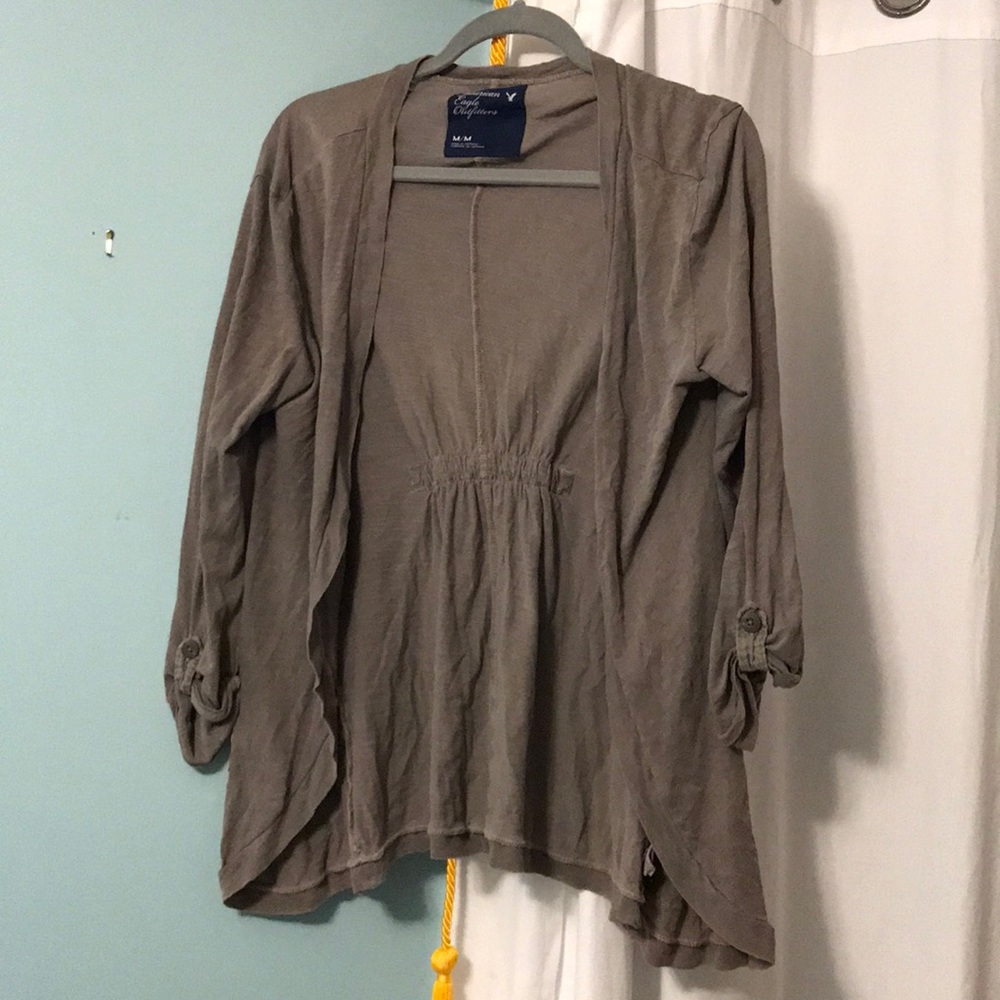 Grey/Brown Cardigan with bow in back
